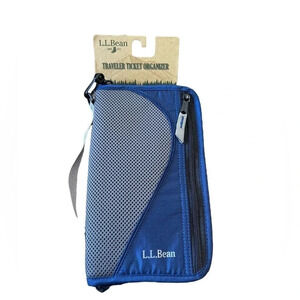 L.L. Bean Traveler Ticket Organizer NWT Navy Blue/ grey